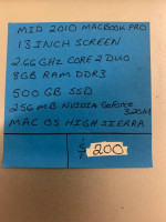 Mid 2010 Macbook Pro with 8GB Ram and 500GB SSD