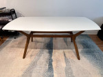 72'' Mid-Century Modern Dining Table (White/Brown)