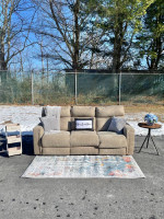 (Free Delivery) - Raymour and Flanigan Blake Microfiber Power Sofa Couch (RETAIL