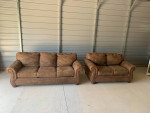 Ashley furniture brown suede sofa set ( Free Delivery If Needed)