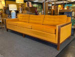 Mid-Century Tangerine Sofa w/Walnut Frame