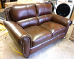 NEW Brown Top-Grain Leather Loveseat Sofa