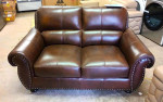 NEW Brown Top-Grain Leather Loveseat Sofa