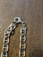 NEW STERLING SILVER FLAT MARINER NECKLACE AND BRACELET MADE IN ITALY