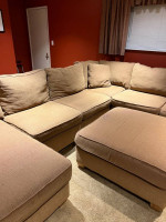 Tan tweed/cloth sectional sofa set