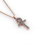 14k Solid Gold & Black Diamond Micro Ankh Pendant