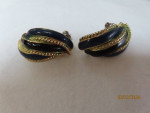 Navy, black & gold earrings