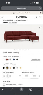 Burrow sofa-Arch Nomad Sectional -$700 obo
