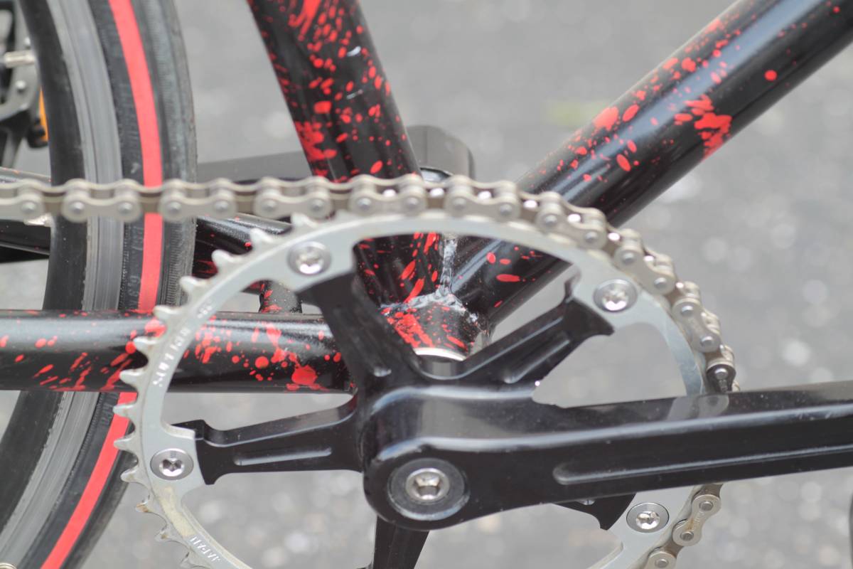 Steel Singlespeed with Red and Black Splatter Finish - SM