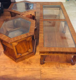 RIVERSIDE Solid Wood W/Glass-3 PC(Coffee Table+2 Hexagon End Table