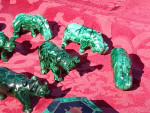 Solid Malachite hand carved animals and boxes from Kenya $75-125 each
