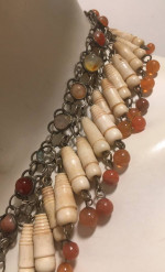 Vintage Handmade Agate Carnelian Bone Tribel Ethnic Necklace
