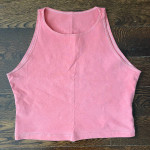 American Apparel - coral high neck crop top cotton - Medium