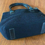 Sak Elliot Lucca" Black Crocheted Woven Handbag with Leather and Silve