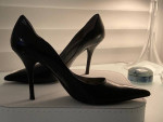 Smooth Black Kid Spike Heels