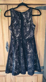 Ladies Small Black Velvet Lace Dress