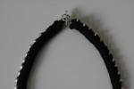 New Black Knit Necklace with Silver Beads