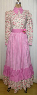 1960s Maxi Granny Hippie Prairie Couture Cotton Dress Sz S