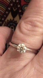 Kays .70 carat round diamond solitaire engagement ring. 14K white gold