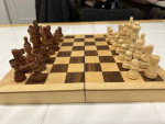 Great Chess Set With A Remarkable Bleached Bi-folding Wooden Casing