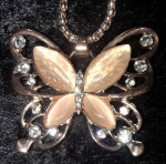 NEW Rose Gold Opal Filigree Butterfly Pendant Necklace - On Sale!