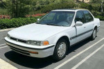 Honda Accord EX Sedan in white, front view, parked with blue interior, 98,800 miles, manual transmission.