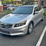 Silver Honda Accord 2012 model with leather seats, 138k miles, clean title, and Bluetooth features