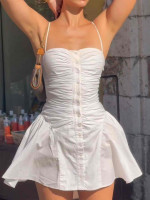 Ruched Button-Front Summer Dress