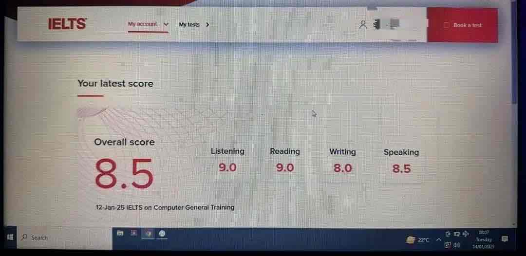 8 band for IELTS AND CELPIP