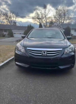 Front view of a black 2012 Honda Accord EX-L for sale, low mileage, in great condition.