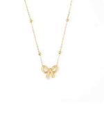 Gold Ribbon Bow Necklace Unisex