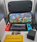 Nintendo Switch W/case, 3 Games, Xtra Case,Dock Station, 2 Xtra Controllers