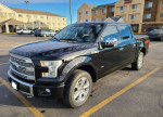 2016 Ford F-150 Platinum 4WD in excellent condition, shadow black exterior, parked in a lot