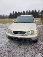 2001 Honda CR-V SE AWD in beige, parked outdoors, showing front view and snowy ground.