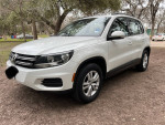 2016 Volkswagen Tiguan SE 4Motion AWD in white, featuring leather seats and new tires, ideal for cash buyers.