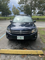 Front view of a 2015 Volkswagen Tiguan SE 4Motion AWD parked with a roof rack in a scenic location
