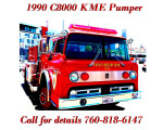 1990 C8000 KME Fire Engine in California with operational features and accessories for sale.