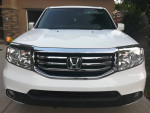 Front view of a white 2013 Honda Pilot EX-L with clean title and 98K miles for sale