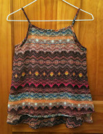 Beautees Girls Brown Pink Boho Cami Tank Top Size Medium