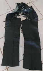 MOVING! VINTAGE BLACK LEATHER WOMEN'S MOTORCYCLE CHAPS XS