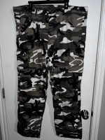 Biker Gear Australia Robin Men Motorcycle Cargo Pants Camo Grey/Black