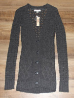 NWT! Gray SIZE SMALL Chunky Mixed Cable Knit Cardigan Tunic Sweater