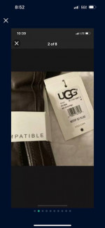 Ugg Women's Classic Brown Leather Smart Winter Gloves~Shearling Cuff~NWT $110!