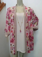 NWT Plus Sz 24W Blouse R & M Richards Woman Sheer Overlay Jacket Knit