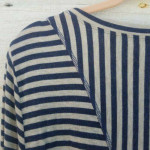 CAbi Tunic Top Tee T-shirt Size Medium Navy Tan Striped #3228 Ernest