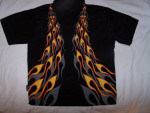 SILVER POINT man's black short sleeved graphics of orange/ gray flames