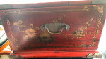 Chinese Oriental Red Dragon Phoenix Mirror Rectangular Jewelry Box ws2
