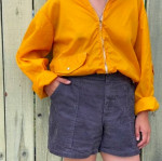 Vintage 1980s Corduroy High-Rise Shorts Gray Purple Brown Neutral
