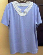 Denim & Company Blouse Short Sleeve w/Trapunto Stitching QVC