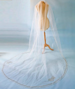 Couture Cathedral Veil Gold Thread Hand embroidered 108" Long